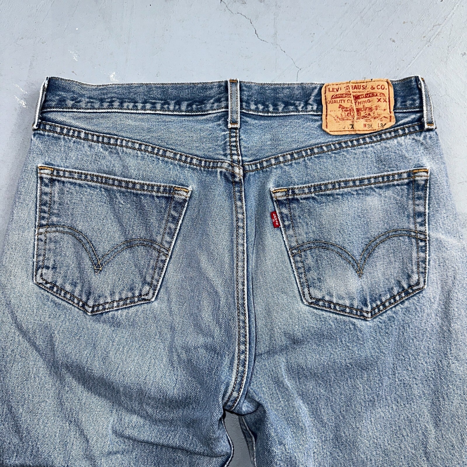 Levis 501 Vintage 90s XX Straight Leg Jeans Y2K Light Wash 36x34 Act 33x29