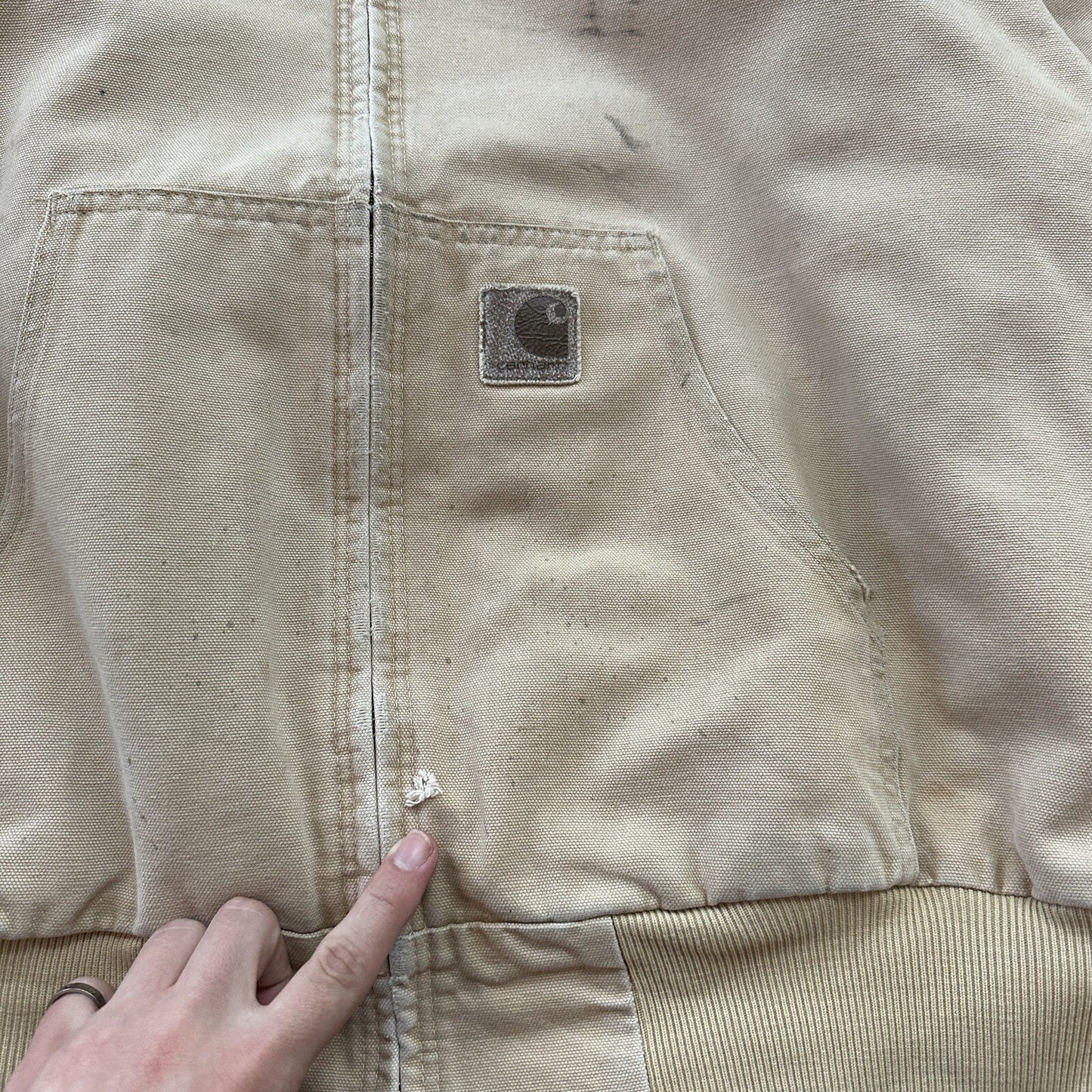 VTG 90s Carhartt Hooded Quilted Lined Tan Duck Canvas Jacket JQ295 2XL