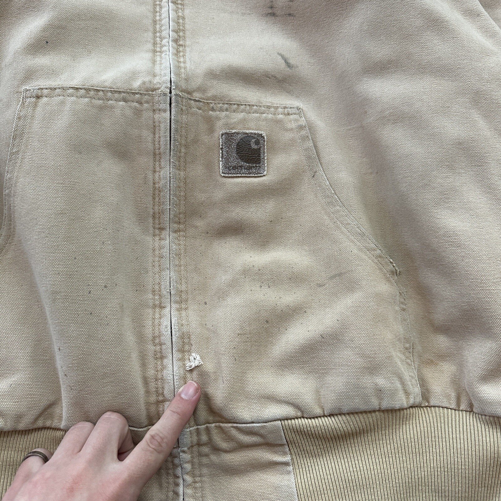 VTG 90s Carhartt Hooded Quilted Lined Tan Duck Canvas Jacket JQ295 2XL