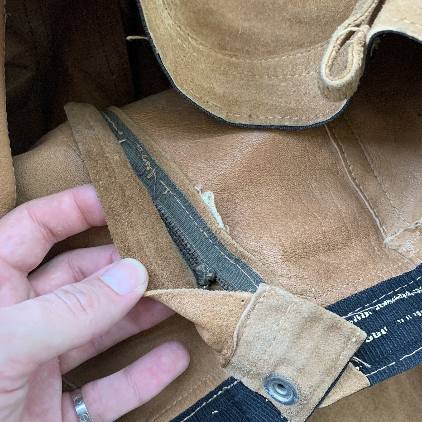 Vintage 1970s Tan Leather Suede Pants 30x31 70s California Cowboy Bell Bottoms