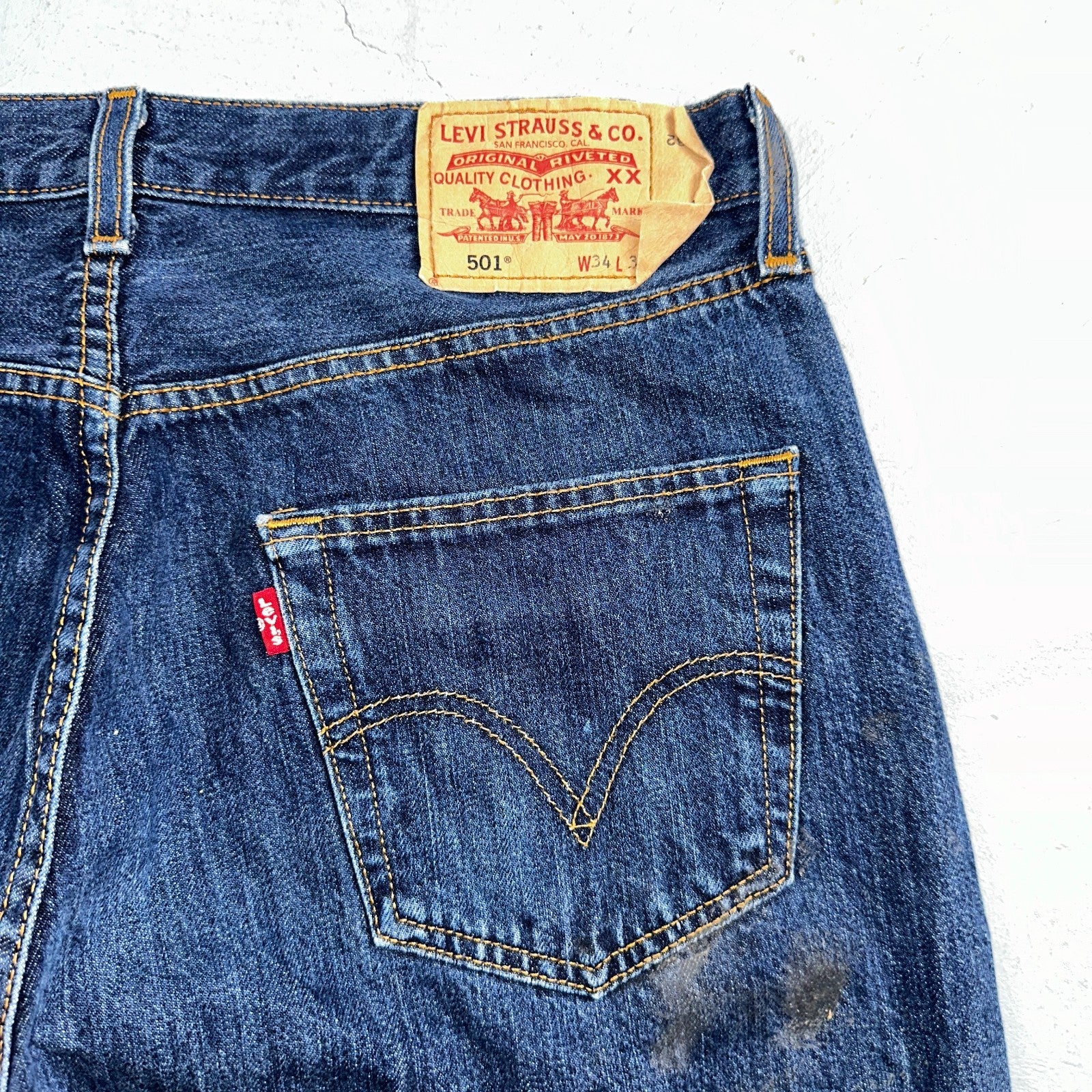 Levis 501 Vintage Y2K XX Straight Leg Jeans Blue Med Wash 34x32 Act 33x29