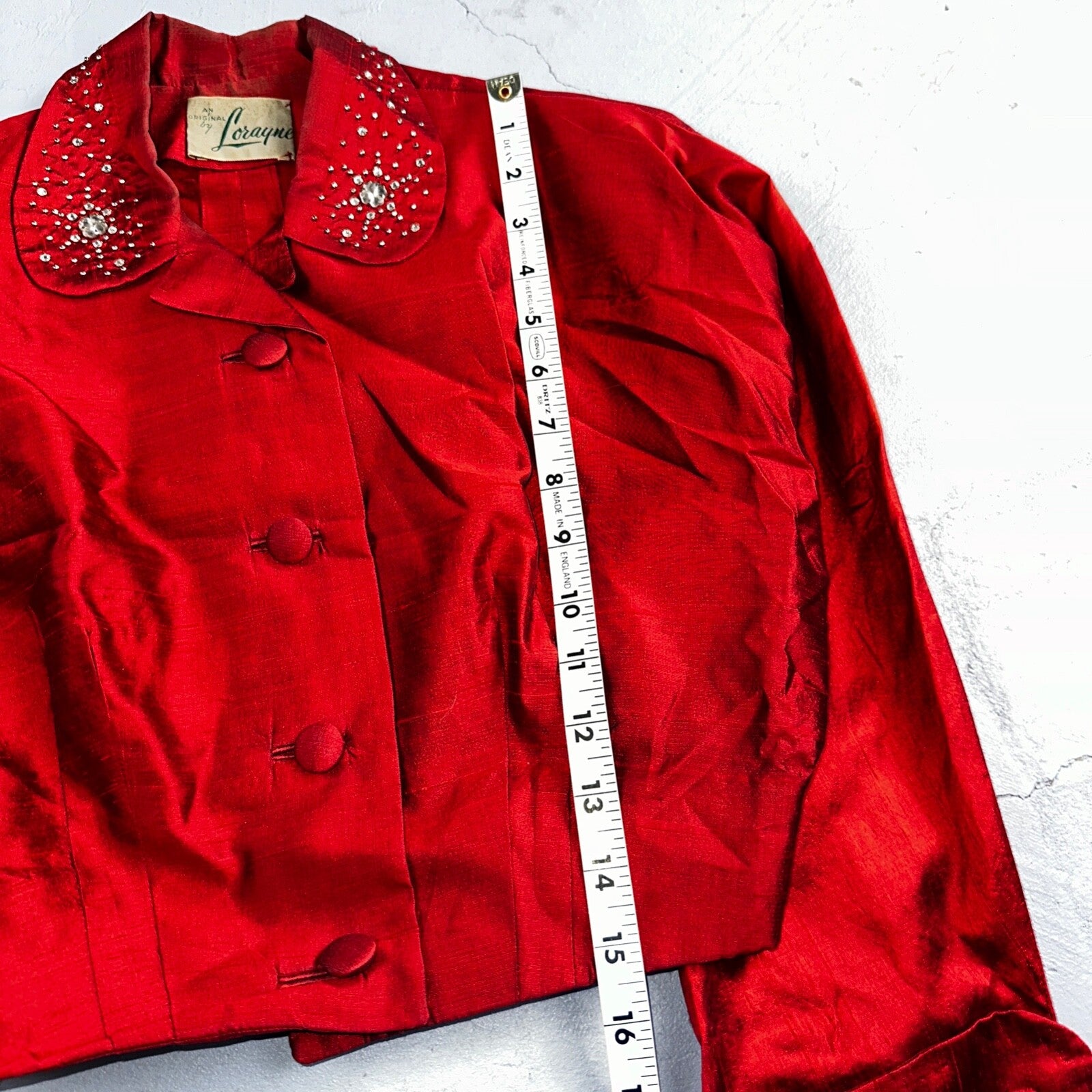 Real Vintage 1940s Lorayne Original Long Red Top Button Down Dress Women's 40s