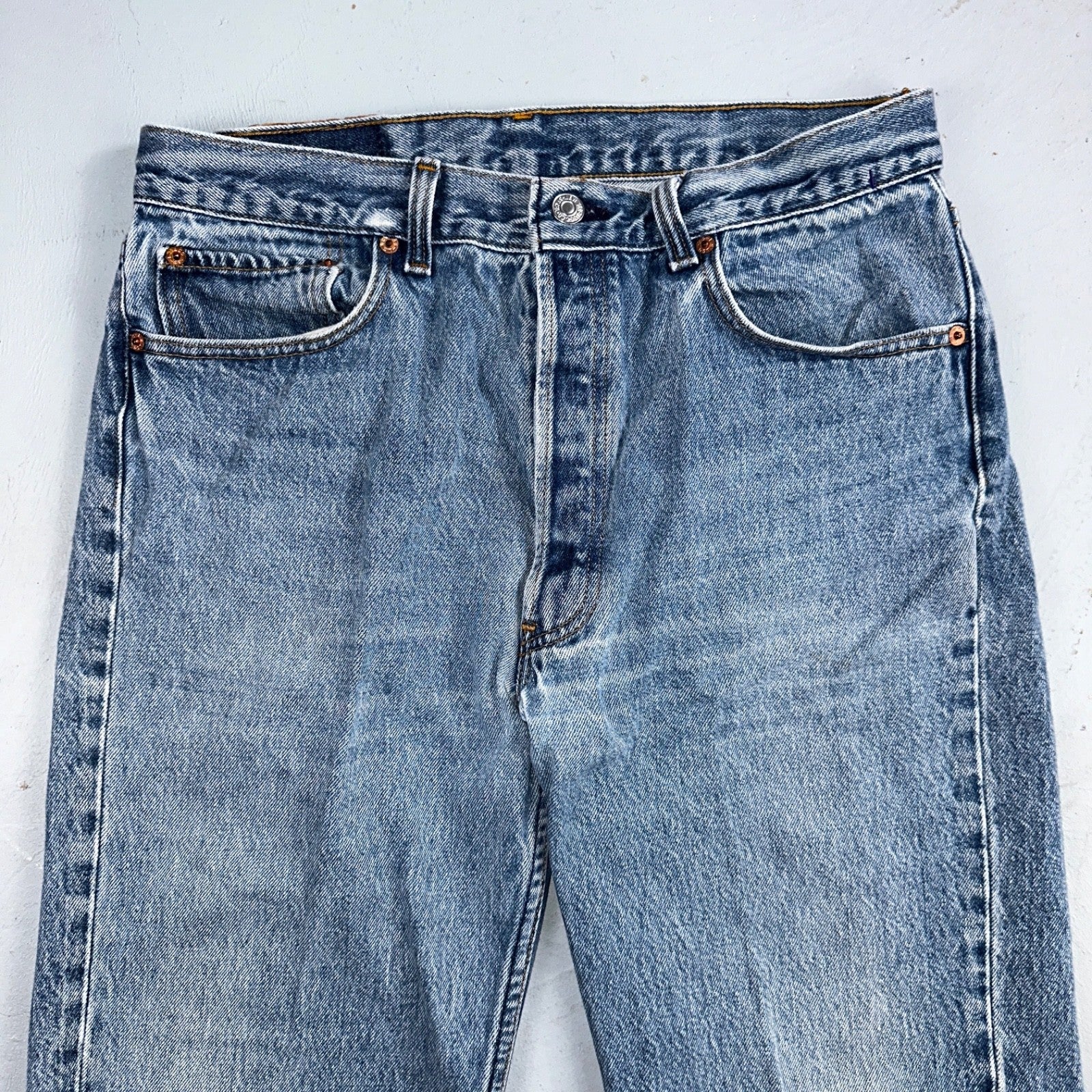 Levis 501 Vintage 90s USA XX Straight Leg Jeans Blue Light Wash 35x34 Act 31x30