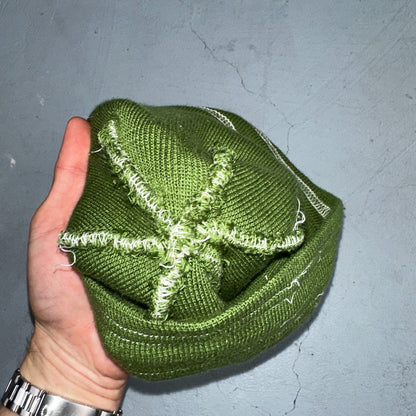 KAVU Beanie Green Knit Hat Seattle USA Outdoor Hiking Streetwear Skater Cap VTG