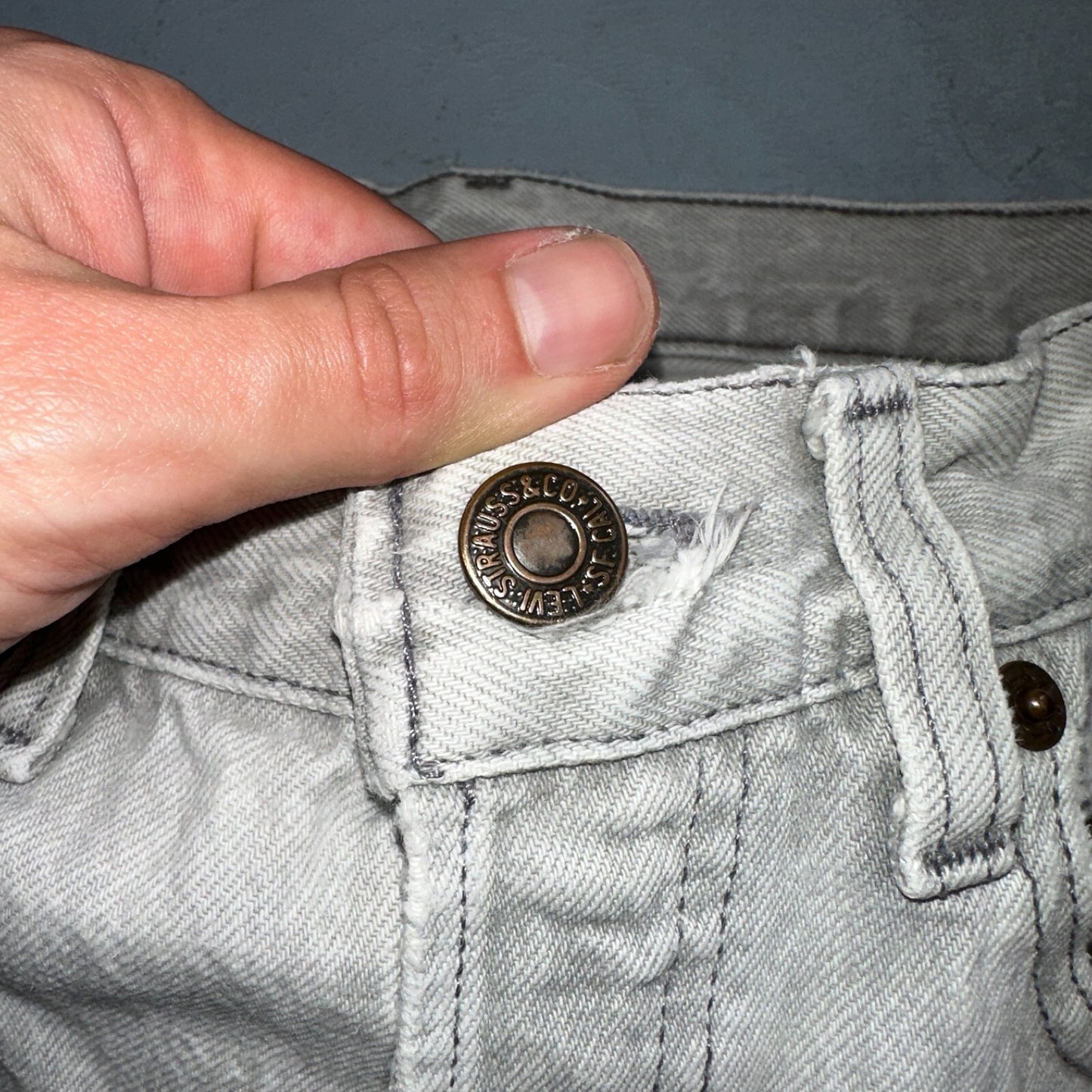 Levis 501 Vintage 90s USA XX Straight Leg Jeans Gray Light Wash 31x34 Act 29x32