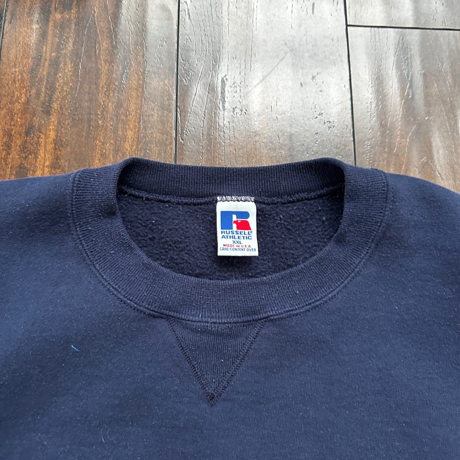 Vintage Russell Athletic Sweatshirt Navy Blue 2XL 90s Kanye V USA Basic Clean