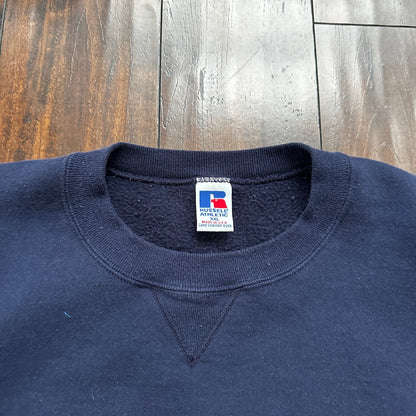 Vintage Russell Athletic Sweatshirt Navy Blue 2XL 90s Kanye V USA Basic Clean