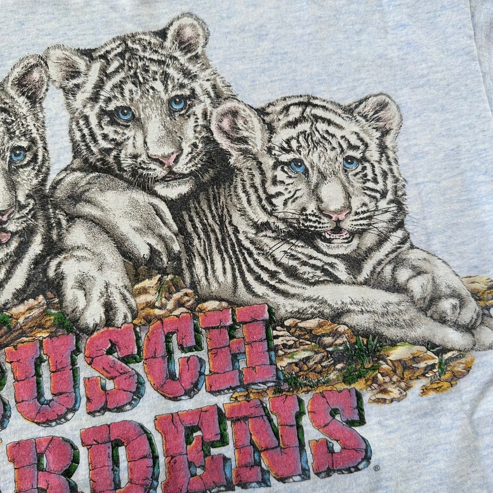 Busch Gardens White Tigers Vintage T Shirt Animals Cats Love Cute Rap Single T