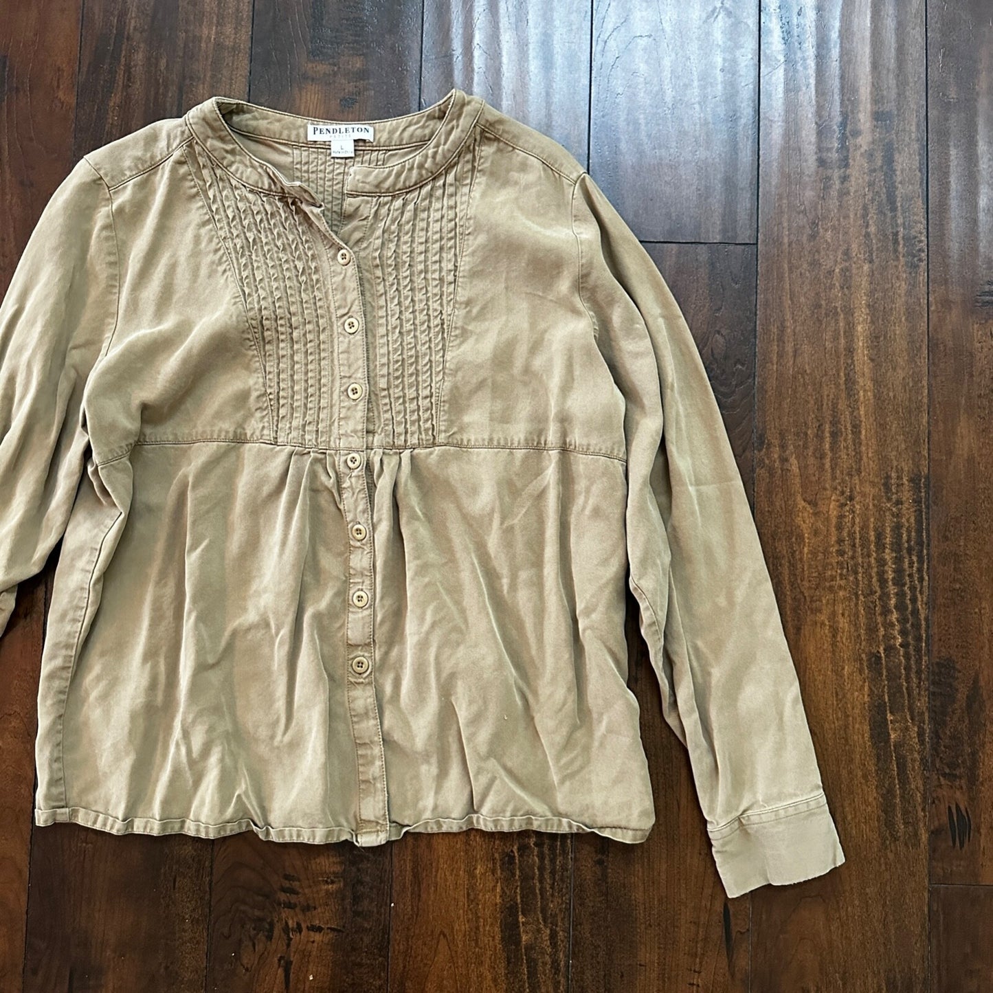 Pendleton Petite Women Jacket Crop Swing Blazer Size Large Cute Tan Brown