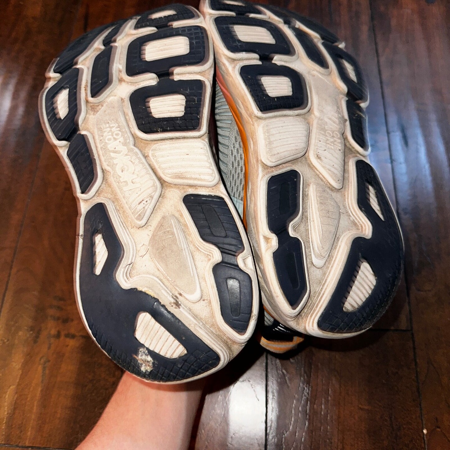 Hoka One One Bondi 10.5 Womens Cushioned Running Shoes Blue Haze Orange