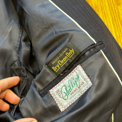 1960s 1970s Navy USA Sport Jacket VTG Mens Suit 46 Rockabilly Stripe Plaid