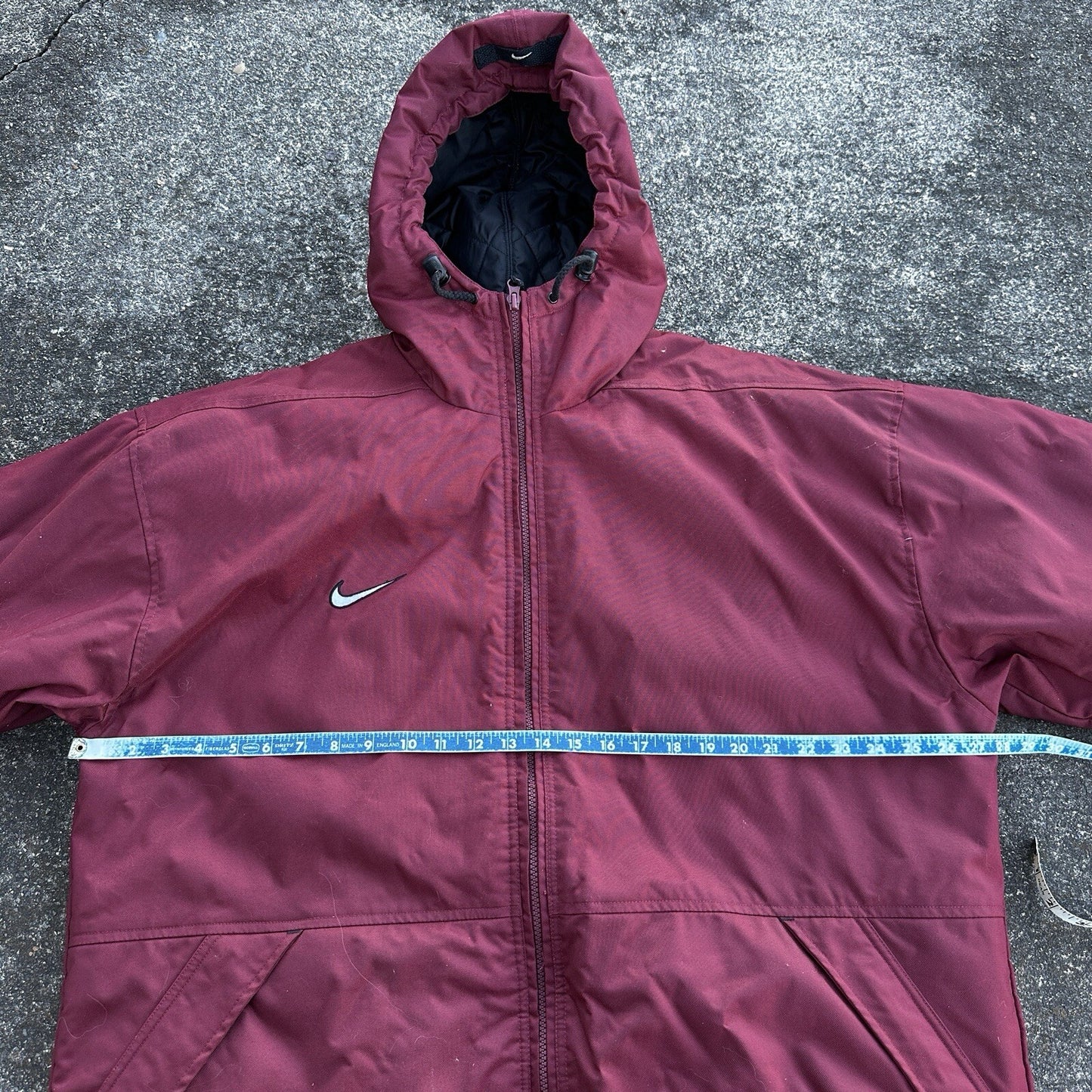 VTG 90s Nike Team Sports Logo Spellout Coat Jacket Parka Men’s M 1990s Red