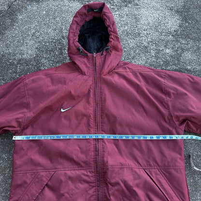 VTG 90s Nike Team Sports Logo Spellout Coat Jacket Parka Men’s M 1990s Red