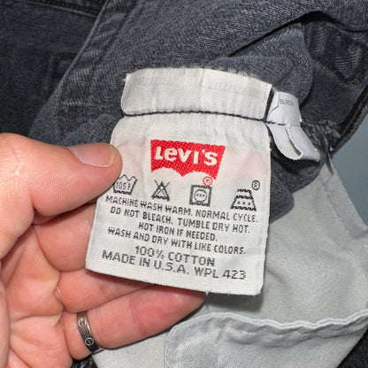 Levis 501 Vintage 90s USA XX Straight Leg Jeans Black Light Wash 32x36 Act 30x27