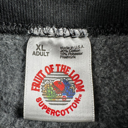 Fruit of the Loom Sweatshirt 90s VTG Crewneck USA Solid Black Blank Shredding XL