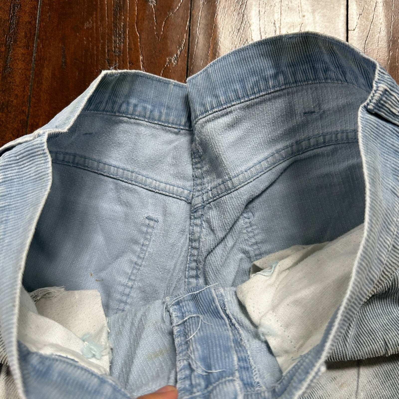 VTG 684 Corduroy Pants Bell Bottom USA 32x27 Boot Cut 1970s 70s Blue Talon