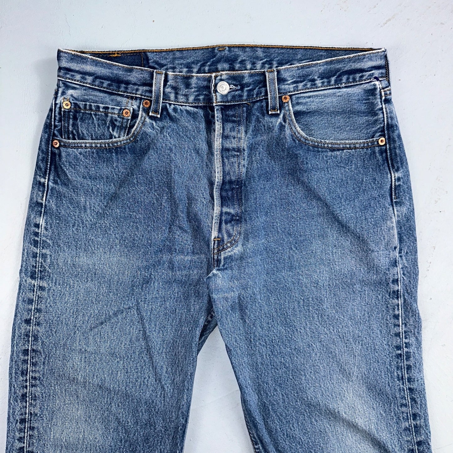 Levis 501 Vintage 90s USA XX Straight Leg Jeans Blue Light Wash 35x34 Act 33x30