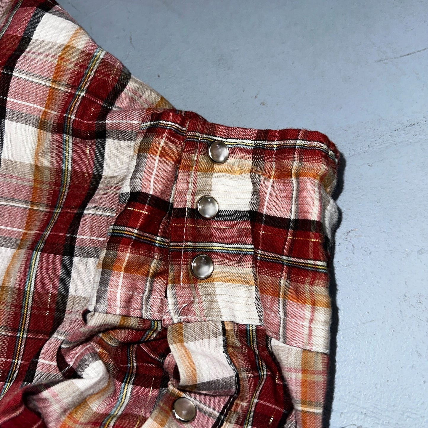 Vintage Panhandle 80s Western Shirt Pearl Snap Buttons Plaid Mens L 16.5 USA