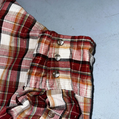 Vintage Panhandle 80s Western Shirt Pearl Snap Buttons Plaid Mens L 16.5 USA