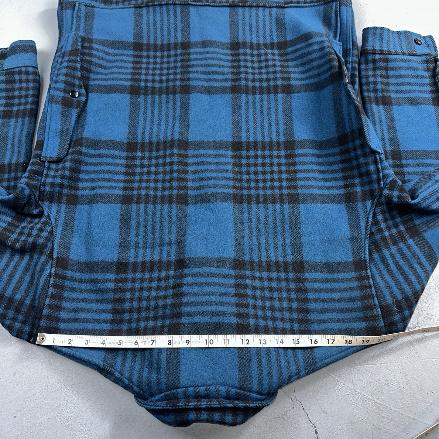 Pendleton Wool Coat Mackinaw VTG Hunting Jacket Blue Plaid Mens Large USA 80s