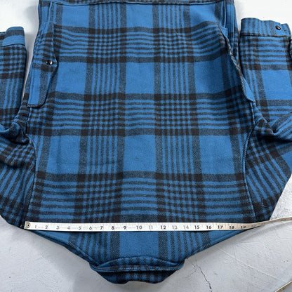 Pendleton Wool Coat Mackinaw VTG Hunting Jacket Blue Plaid Mens Large USA 80s