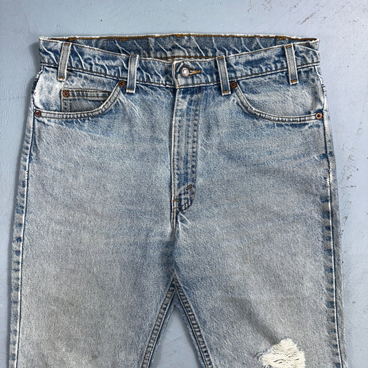 Levis 517 Vintage 80s USA Orange Tab Bootcut Flare Blue Worn Jeans Act 32x29