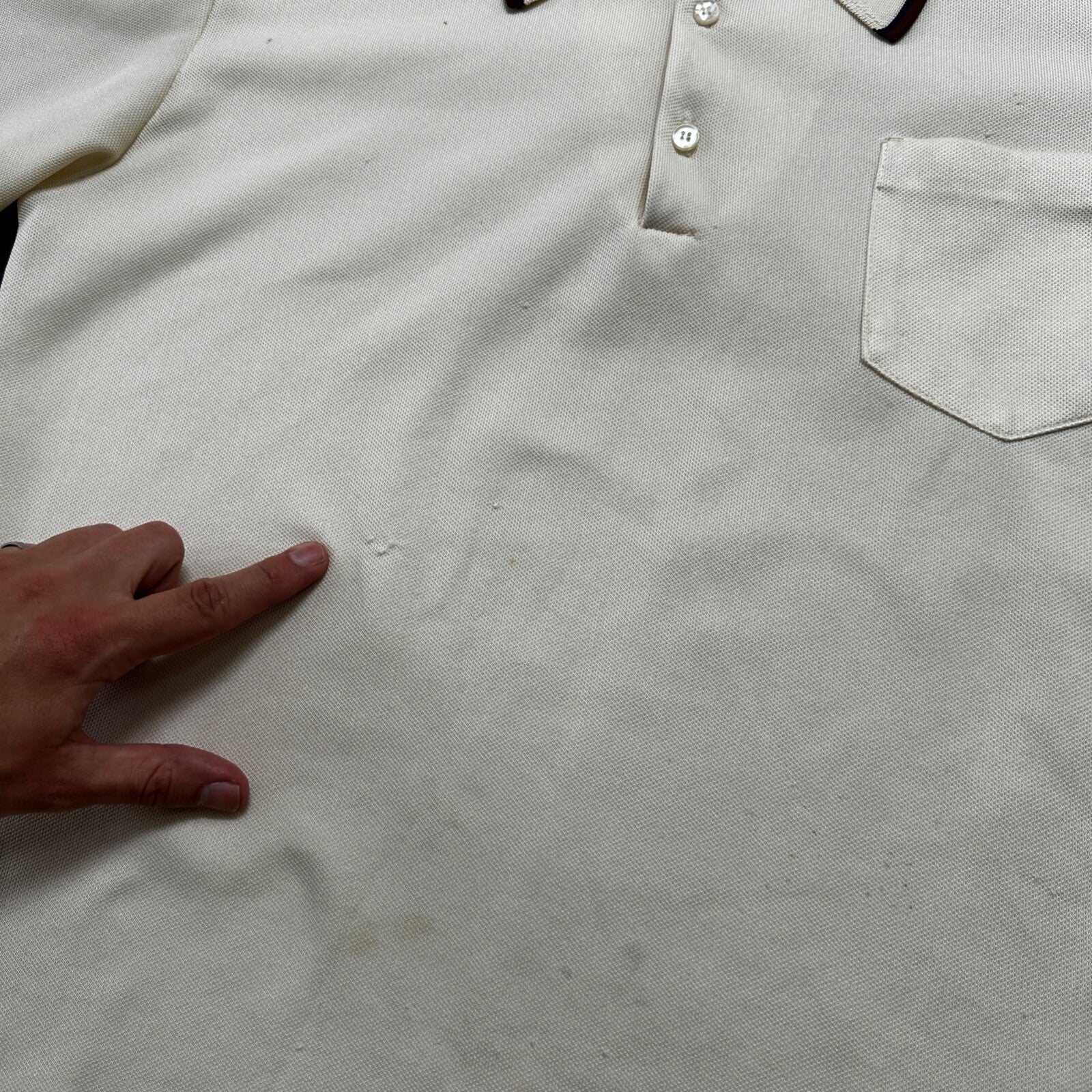 Vintage Jantzen Classic Look White Polo Shirt Single Stitch Size L 1970s 70s