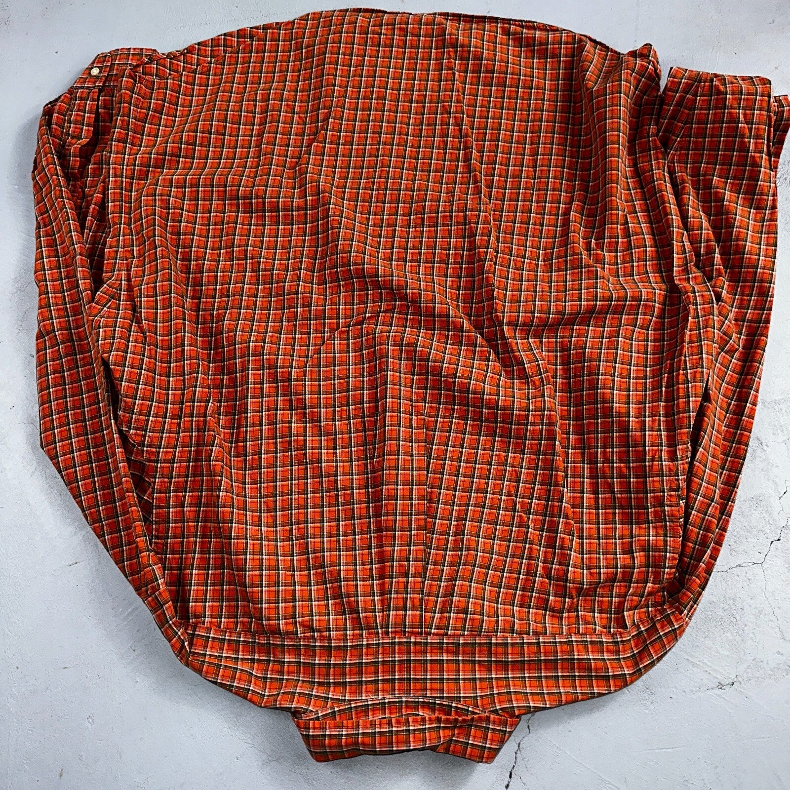 Ralph Lauren Classic Fit Button Down VTG Shirt Mens 2XL Orange Plaid Blue Label