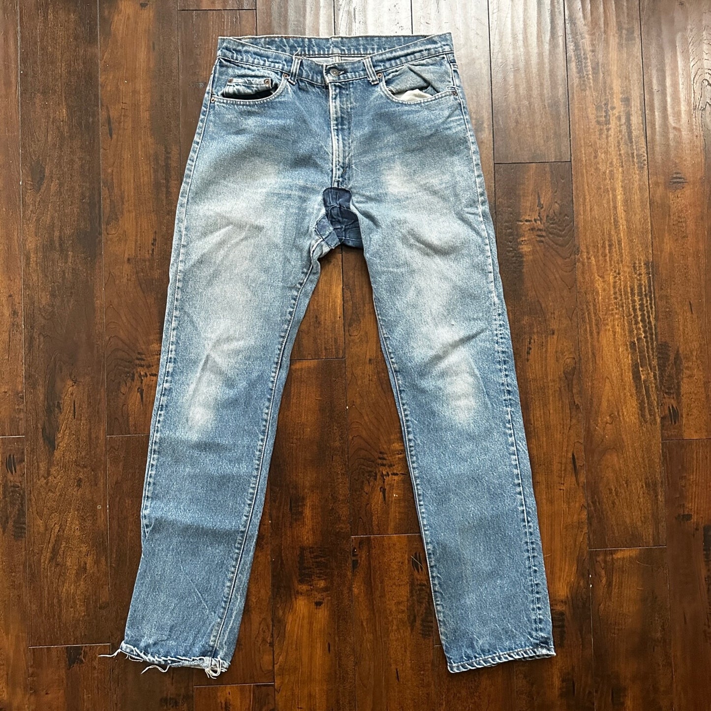 Vintage 80s Levis 505 36x36 USA Blue Jeans 501 Act 33x34 Light Wash