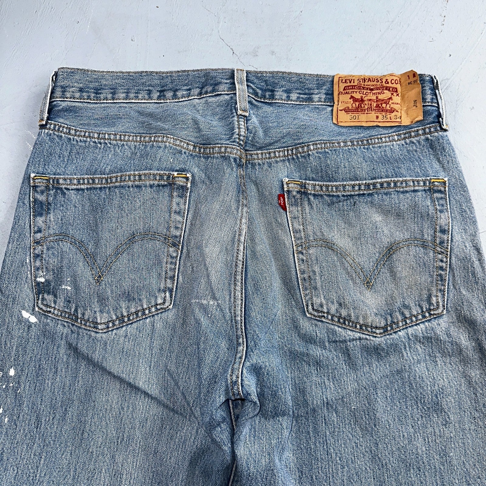 Levis 501 Vintage Y2K XX Straight Leg Jeans Blue Light Wash 35x34 Act 34x34