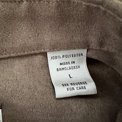 Vtg Geoffrey Beene Mens Micro Suede Long Sleeve Button Up grey/olive  Sz L