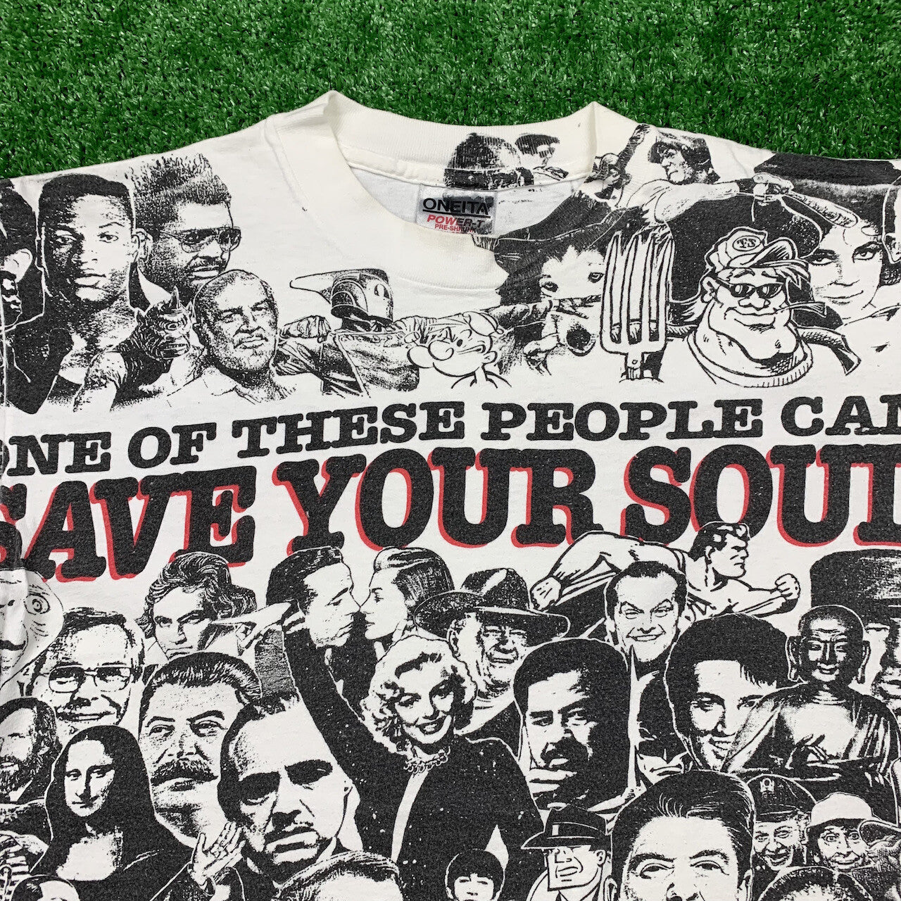 Save Your Soul Vintage T Shirt 90s Rap AOP Oneita Jesus Love Celebrity Religion