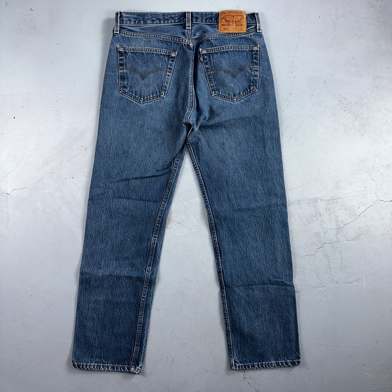 Levis 501 Vintage 90s USA XX Straight Leg Jeans Blue Med Wash 35x34 Act 32x30