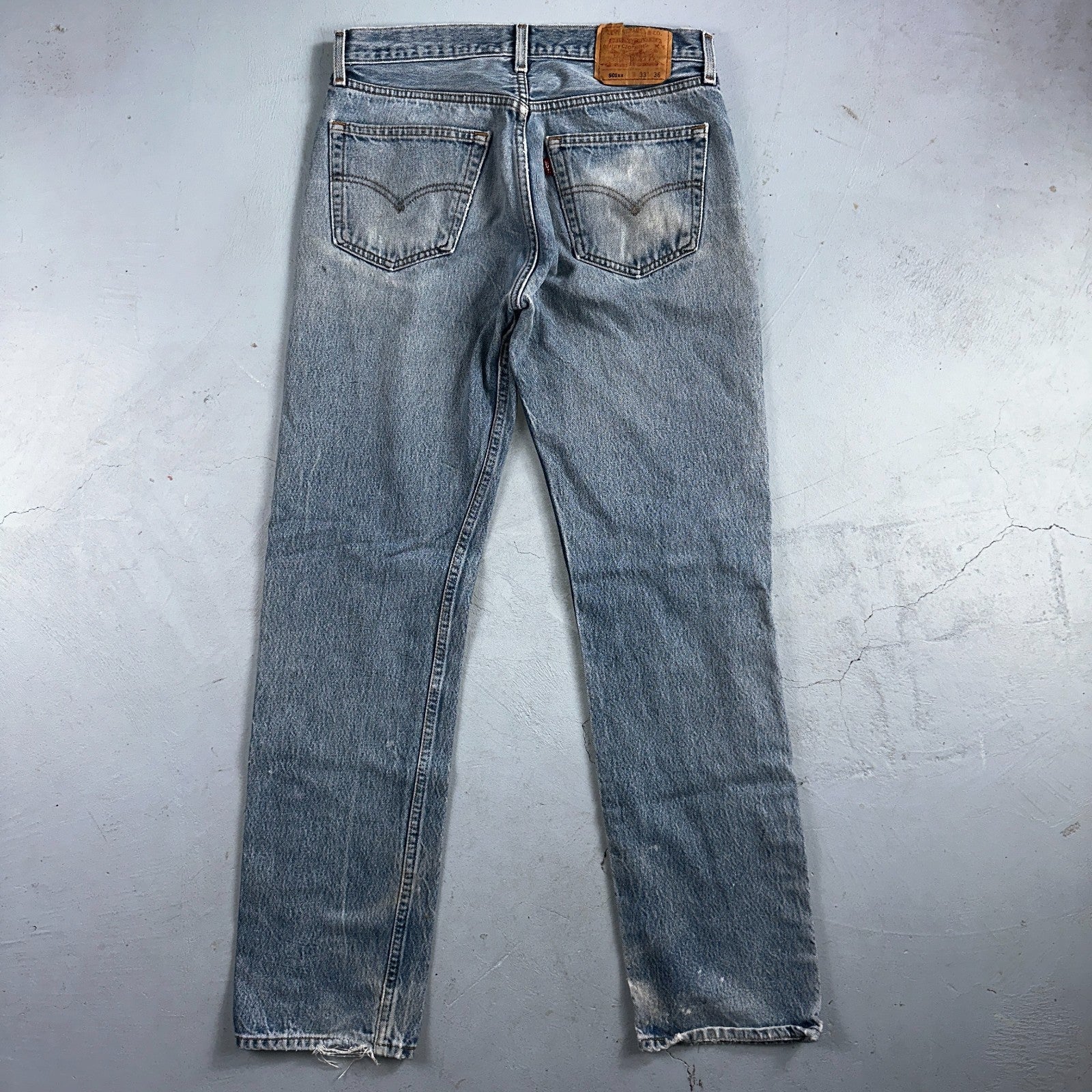 Levis 501 Vintage 90s Mexico Straight Leg Jeans Blue Light Wash 33x36 Act 31x32