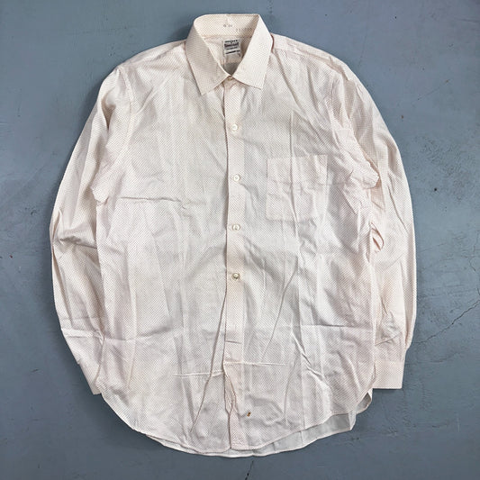 Vtg 40s 50s Penneys Towncraft Dress Shirt Mens 15 Red Polka Dot White Crisp