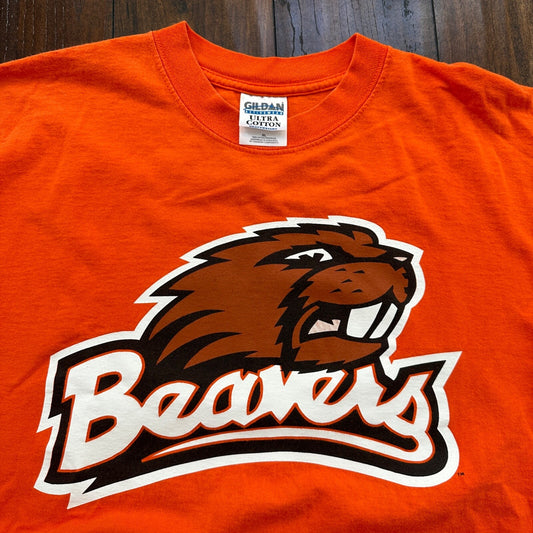 Beavers Oregon OSU Vintage T Shirt Y2K Orange Go Beavs Portland PDX College