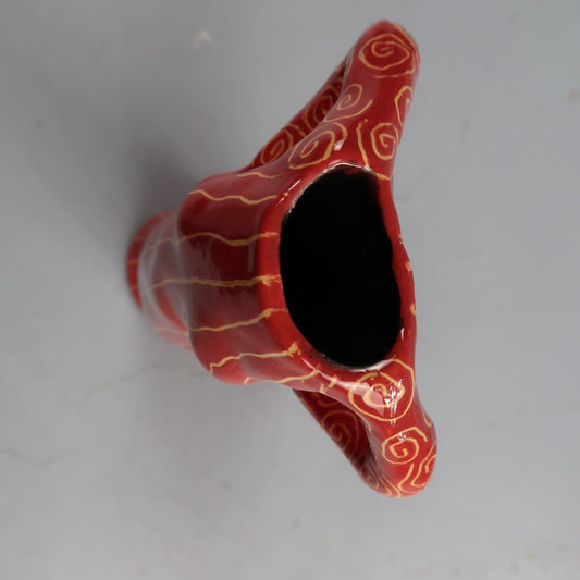 Ceramic Art Pottery Figurative Lady Orange Stripe Dress Vase Signed Terri Cody