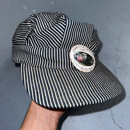 Conductor USA VTG Hat Cap Snapback Hat White Pinstripe XL Travel Cool Look Pin