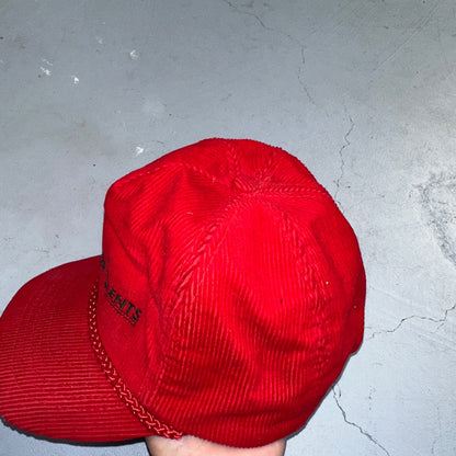 Power Rents Corduroy VTG Hat Cap Snapback Oregon Portland Red Calhead Trucker