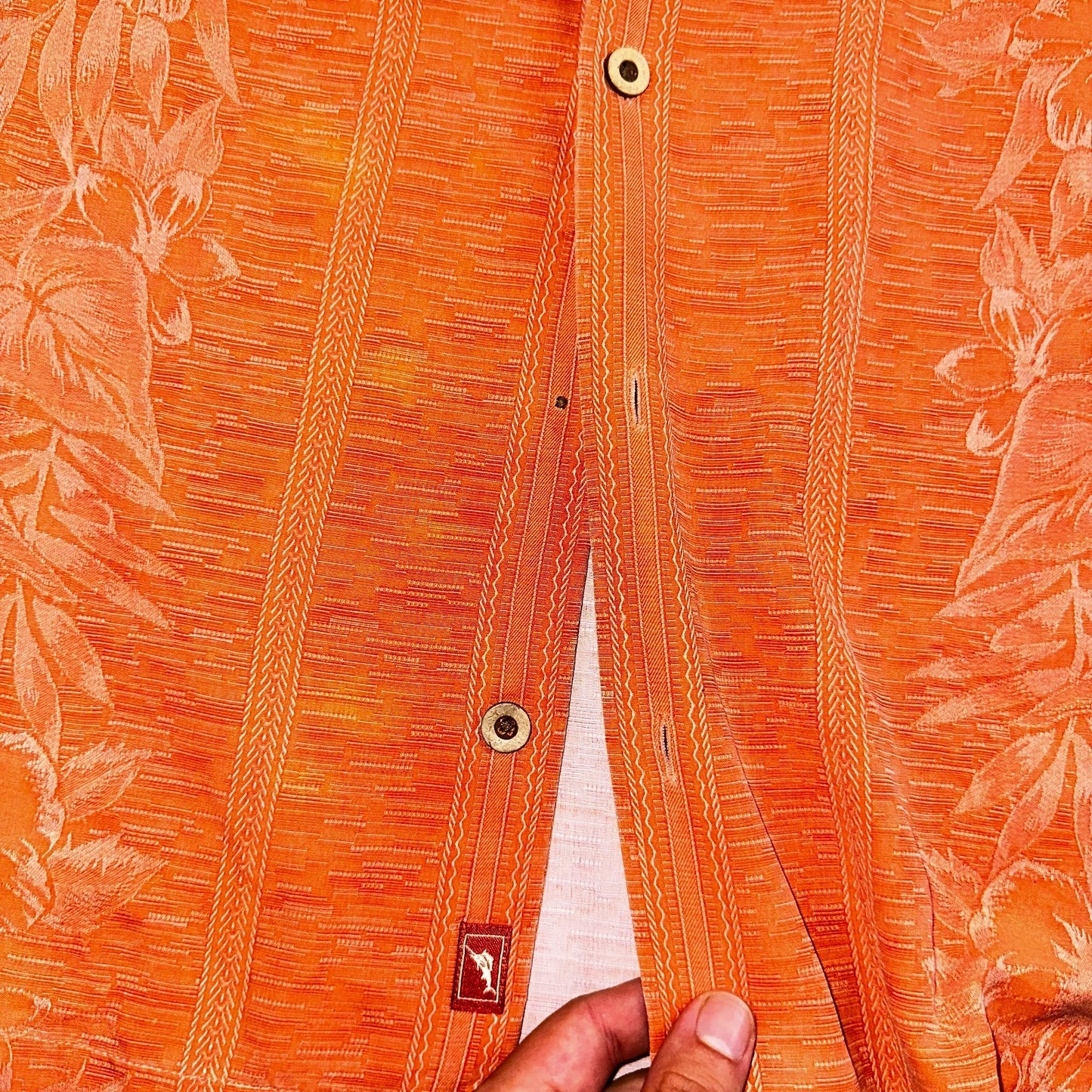 Tommy Bahama Mens Camp Hawaiian Shirt 2XL Silk Orange Aloha Floral Summer