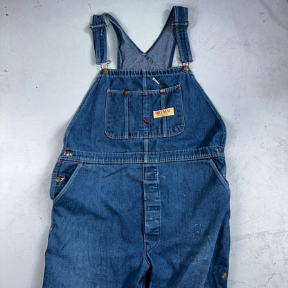 Big Mac Authentic Workwear Men's Bib Overalls 42x30 VTG Wash Blue Jean Denim