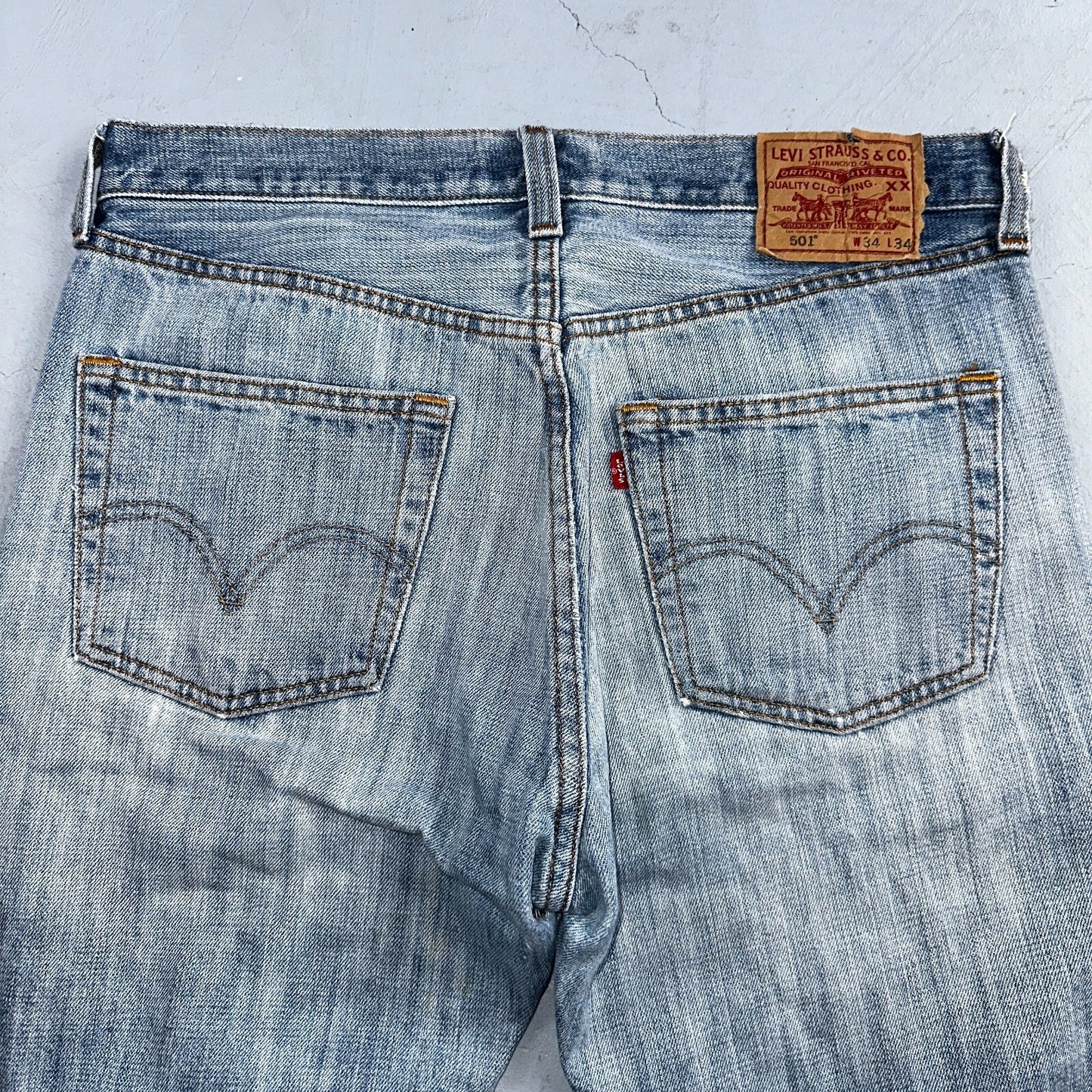 Levis 501 Vintage Y2K XX Straight Leg Jeans Blue Light Wash 34x34 Act 33x32