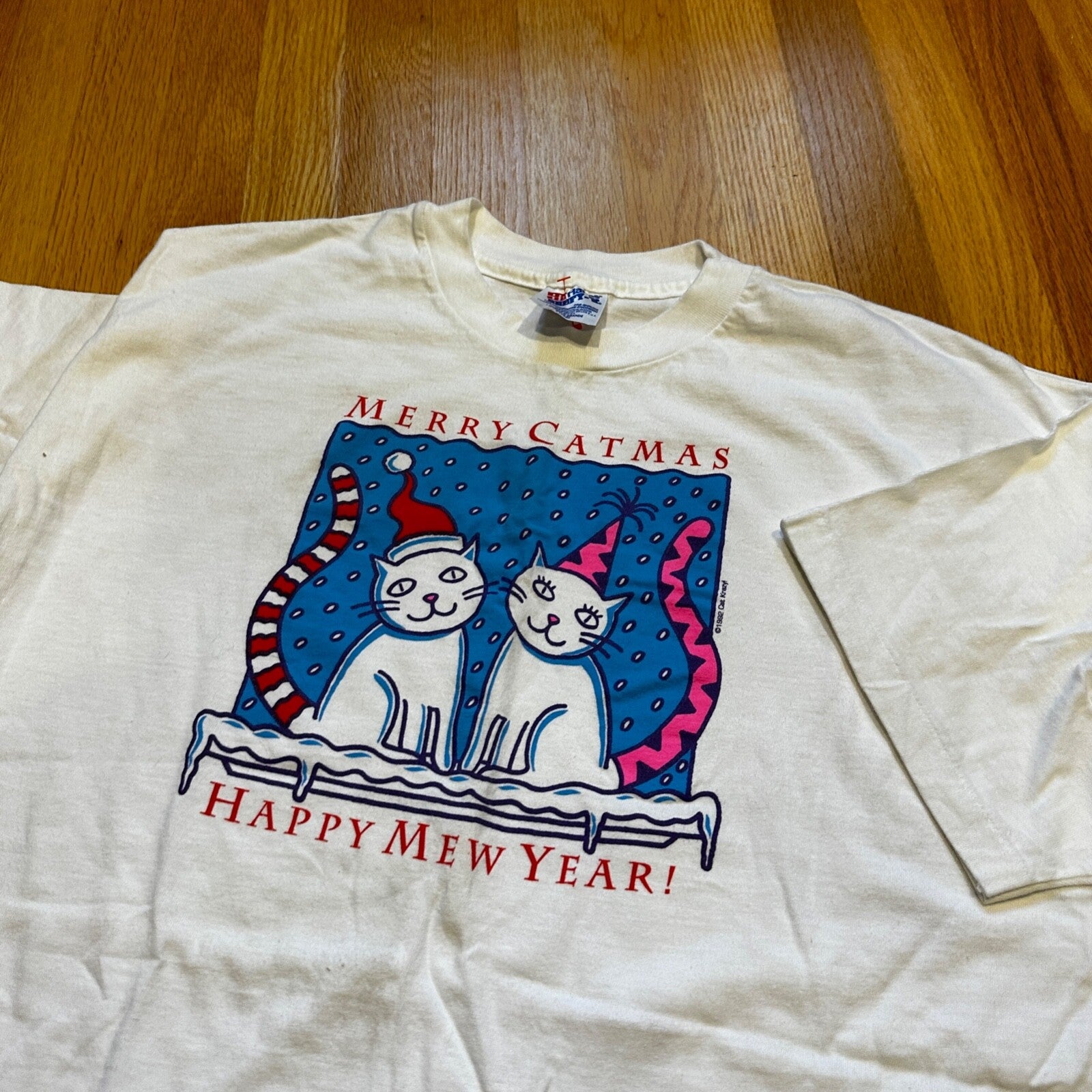 Merry Catmas Cats Vintage T Shirt Christmas New Year Animals Lover Cute Holiday