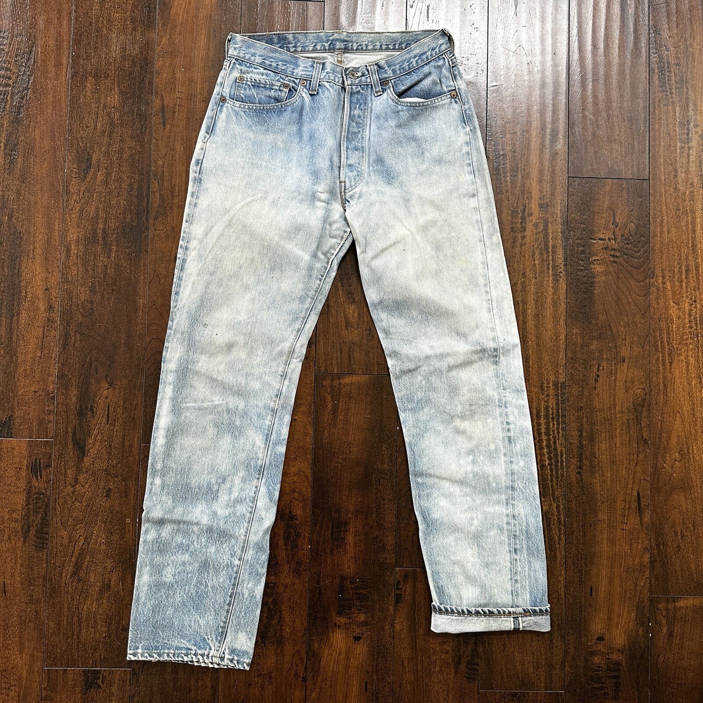 Levis Vintage 80s Redline Selvedge USA 501 XX Jeans Light Wash 32x36 Act 29x31