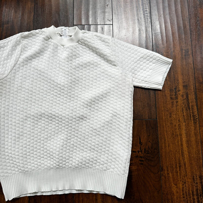 VTG 80s Cuddle Knit USA Women Sweater 100% Cotton Short Sleeve M