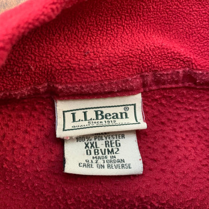 LL Bean Quarter Zip Pullover Fleece Sweater Mens 2XL Red Pockets VTG 90s Style