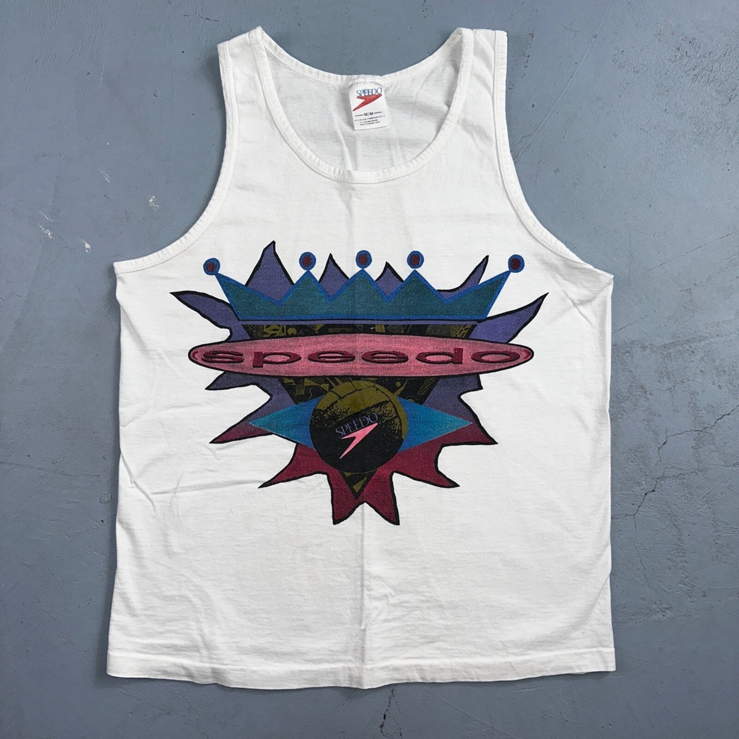 Speedo VTG T Shirt Tank Top Gym Sports Volleyball USA 90s M Graphic Cool