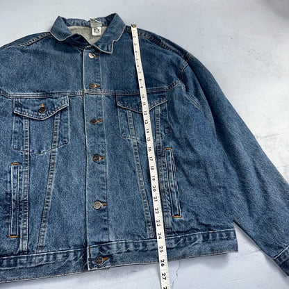 Crusin USA Cars Vintage 1980s Embossed Men's Denim Jacket Sz L Trucker Muscle