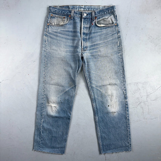 Levis 501 Vintage 90s USA XX Straight Leg Jeans Blue Light Wash 35x36 Act 32x27
