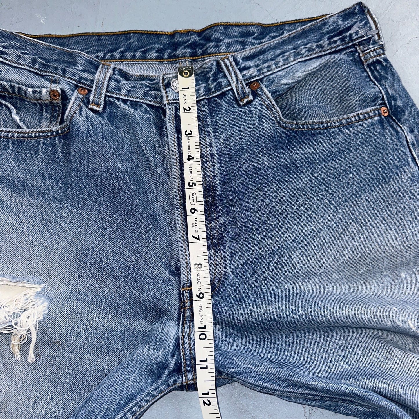 Levis 501 Vintage 90s USA XX Straight Leg Jeans Blue Light Wash 35x32 Act 31x29